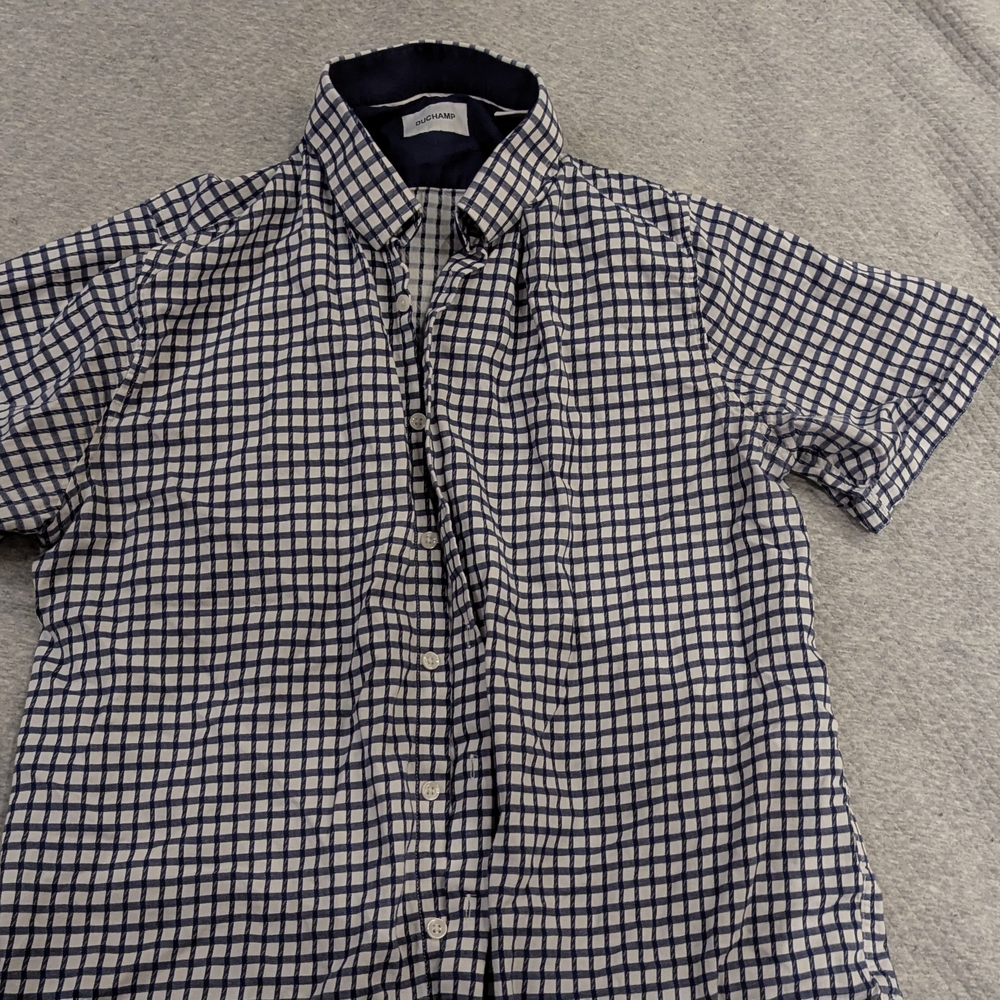 Duchamp Navy and White Checkered Casual Shirt